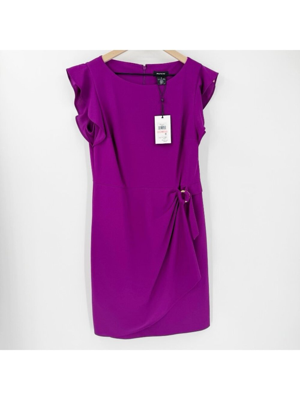 NWT DKNY Purple Sheath Dress 10 Faux Wrap Cocktail Office Career Event Party